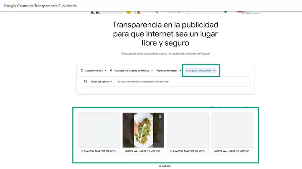 Biblioteca de anuncios de google ads - marketing digital